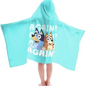 Jay Franco Bluey & Bingo Bath/Pool/Beach Hooded Towel - Super Soft & Absorbent Cotton Towel, Measures 22 x 51 Inches (Official Bluey Product)