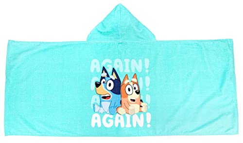 Jay Franco Bluey & Bingo Bath/Pool/Beach Hooded Towel - Super Soft & Absorbent Cotton Towel, Measures 22 x 51 Inches (Official Bluey Product)