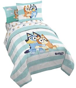 jay franco bluey & bingo 5 piece twin size bed set – includes comforter & sheet set – super soft kids bedding fade resistant microfiber (official bluey product)