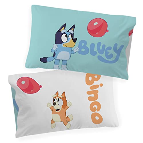 Bluey & Bingo 1 Single Reversible Pillowcase - Double-Sided Kids Super Soft Bedding (Official Bluey Product)