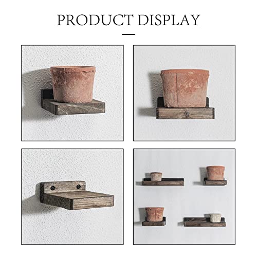 Freezing point Small Floating Shelves for Wall Set of 2 Natural Wood 4Inch Mini Wall Shelf Decor Plant Display Collectibles Mounted Kitchen Bathroom Bedroom Corner Decorative Storage Tiny Stand Brown