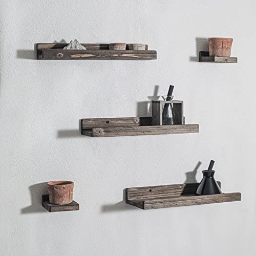 Freezing point Small Floating Shelves for Wall Set of 2 Natural Wood 4Inch Mini Wall Shelf Decor Plant Display Collectibles Mounted Kitchen Bathroom Bedroom Corner Decorative Storage Tiny Stand Brown