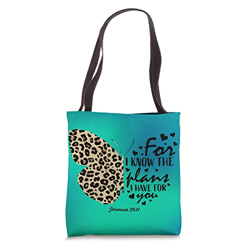 Jeremiah 29 11 Christian Tote Bags Women Butterfly Religious Tote Bag