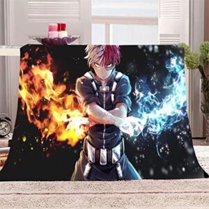 mr.w my hero academia blanket todoroki fleece throw blanket creative athletic blanket full size bed for thanksgiving chairs company anniversary 80×60 in queen, 80inchx60inch for adult