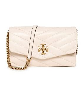 Tory Burch Women's Kira Chevron Chain Wallet, New Cream, Off White, One Size