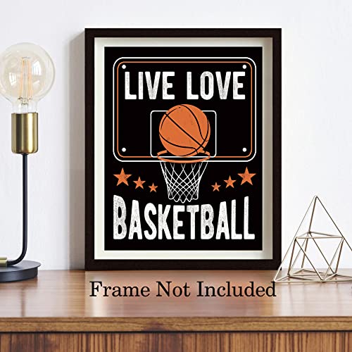 LHIUEM Motivational Basketball Poster Prints,Set of 6(Unframed,8”X10”),Inspirational Sport Quotes Wall Art Print for Men Boys Bedroom Living Room Home Decor