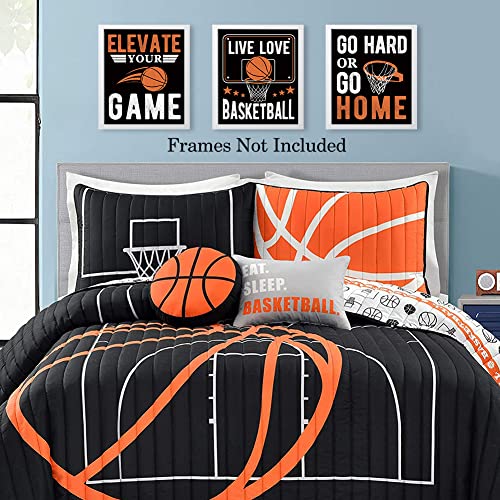 LHIUEM Motivational Basketball Poster Prints,Set of 6(Unframed,8”X10”),Inspirational Sport Quotes Wall Art Print for Men Boys Bedroom Living Room Home Decor