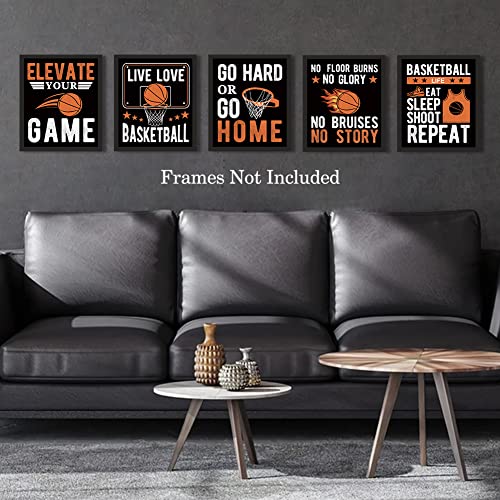 LHIUEM Motivational Basketball Poster Prints,Set of 6(Unframed,8”X10”),Inspirational Sport Quotes Wall Art Print for Men Boys Bedroom Living Room Home Decor