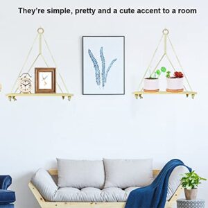 HOWMAX Hanging Shelves for Wall, Boho Rope Floating Wood Shelves Wall Hanging Shelves for Living Room Bedroom Wall Decor (Natural)