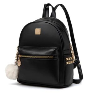 pincnel mini backpack women leather small backpack purse for teen girl travel backpack cute school bookbags ladies satchel bags(black)
