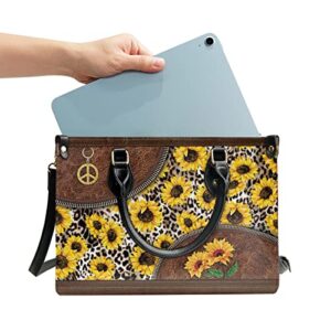 64HYDRO Hippie Peace Sunflower Gifts, Sunflower Purses for Women, Shoulder Bag Handbags for Women, Valentines Day Gifts for Her, Gifts for Sisters, Daughter, Mom, Friends, Travel Work Leather Bag