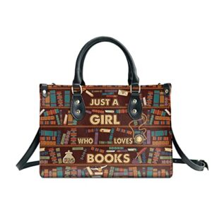 64hydro book lovers purses for women, shoulder bag, handbags for women, reading book, librarian gifts, valentines day gifts for her, gifts for sisters, daughter, mom, friends – travel work leather bag