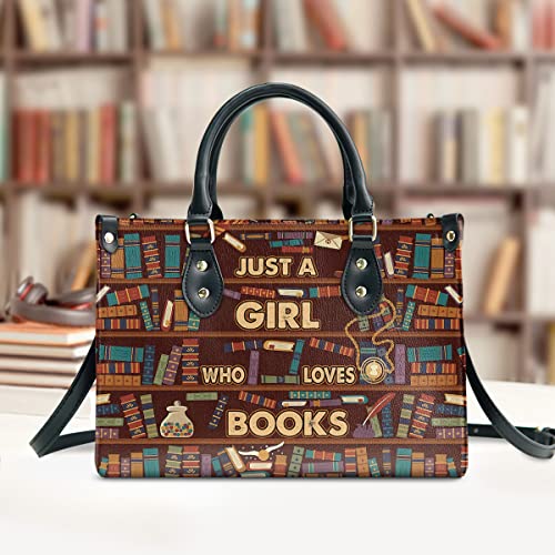 64HYDRO Book Lovers Purses for Women, Shoulder Bag, Handbags for Women, Reading Book, Librarian Gifts, Valentines Day Gifts for Her, Gifts for Sisters, Daughter, Mom, Friends - Travel Work Leather Bag