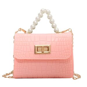 vanknono women’s mini crossbody bags crocodile pattern clutch purse, trendy cute purse mini purse for women girls, pink