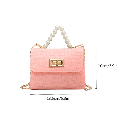 Vanknono Women’s Mini Crossbody Bags Crocodile Pattern Clutch Purse, Trendy Cute Purse Mini Purse for Women Girls, Pink