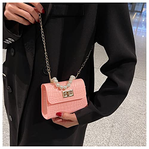 Vanknono Women’s Mini Crossbody Bags Crocodile Pattern Clutch Purse, Trendy Cute Purse Mini Purse for Women Girls, Pink