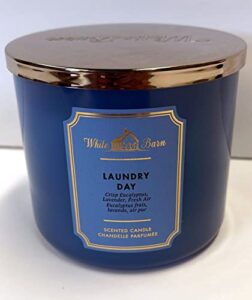 bath & body works, white barn 3-wick candle w/essential oils – 14.5 oz – new core scents! (laundry day)