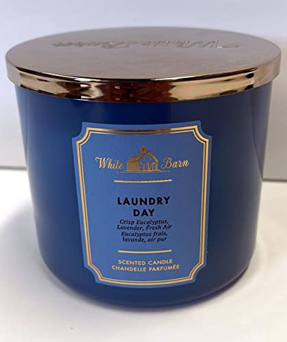 Bath & Body Works, White Barn 3-Wick Candle w/Essential Oils - 14.5 oz - New Core Scents! (Laundry Day)