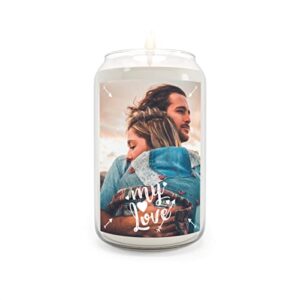 personalized scented candles with picture for her or him (comfort spice) – custom valentine’s day photo candles for girlfriend or boyfriend – customized wax jar candles, 13.75oz