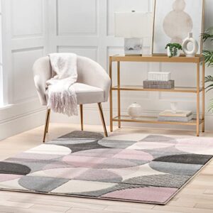 well woven astrid landon 5’3″ x 7’3″ light pink geometric modern area rug