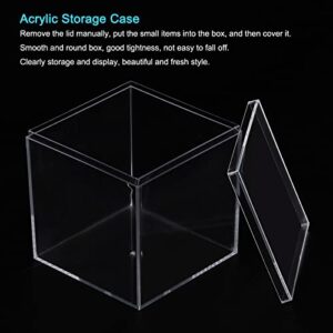 MECCANIXITY Clear Acrylic Plastic Storage Box Square Cube Display Case with Lid, 6.1x6.1x6.1cm Container Box for Small Item, Pack of 4