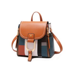phevos women fashion backpack purse hobo bag pu leather mini shoulder crossbody satchel bag handbag small size (khaki plaids)