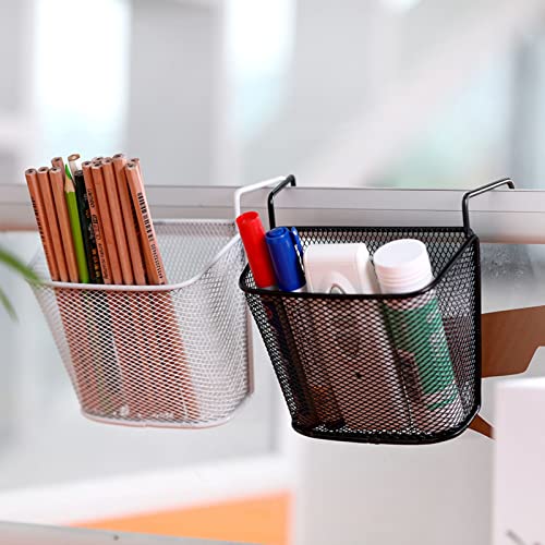 kekafu 2Pcs Office Desktop Storage Organizer Shelf Baskets Iron Wire Desk Sundries Storage Rack Office Cubicles Hanging Basket Shelf Corner Hanging Shelf Iron Basket