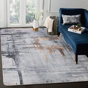 calore rugs mordern soft abstract distressed area rugs for living room/bedroom/dining room,medium pile carpet floor mat (3.9 x 5.2 ft, gray/green)