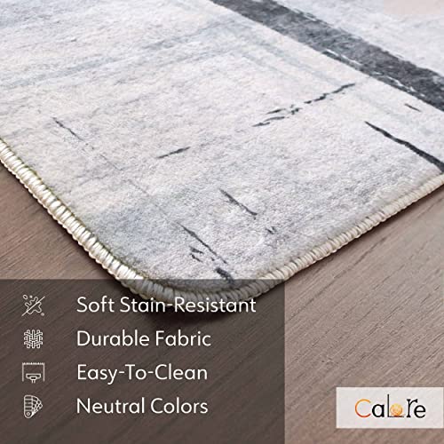 Calore Rugs Mordern Soft Abstract Distressed Area Rugs for Living Room/Bedroom/Dining Room,Medium Pile Carpet Floor Mat (3.9 x 5.2 ft, Gray/Green)