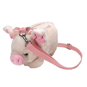 luozzy plush pig crossbody bag cartoon shoulder bag plush animal satchel bag kawaii purse handbag messenger bag for kids birthday gift, pink