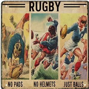 wzvzgz tin sign vintage wall poster retro metal rugby no pads vintage poster wall painting home decoration living room old fashion aluminum sign for home coffee dining room wall decor 12×12 inch