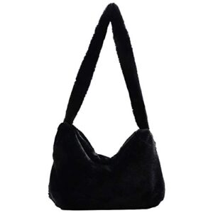 fluffy tote bag y2k shoulder bag cute y2k furry purse plush bag aesthetic plush underarm bag for women