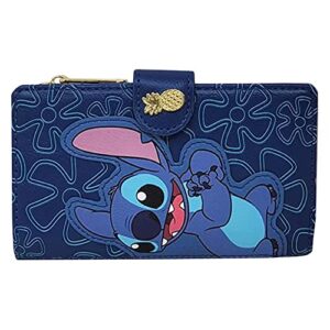 loungefly faux leather disney stitch wallet snap flap clutch