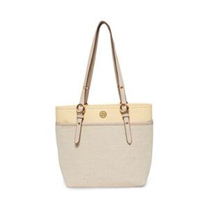 anne klein pocket tote, lurex canvas/lemon spritz/clay