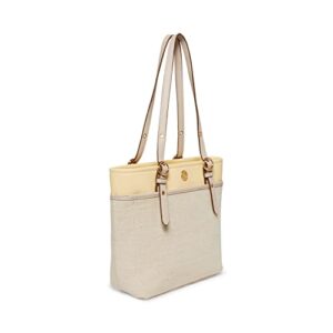 Anne Klein Pocket Tote, Lurex Canvas/Lemon Spritz/Clay