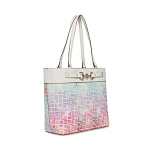 Anne Klein Tote w/Horse bit, Ombre Rainbow Lion Logo Print/Anne White