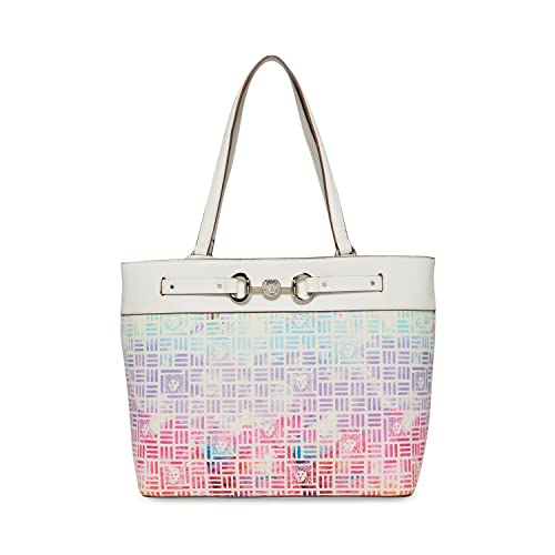 Anne Klein Tote w/Horse bit, Ombre Rainbow Lion Logo Print/Anne White