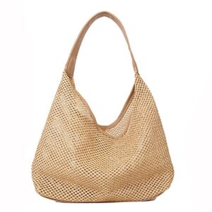 straw bag for women summer beach bag soft rattern woven tote bag large straw shoulder bag for vacation casual