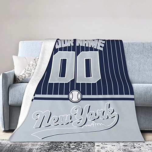 Rgubvui Custom Blanket Baseball City Blanket Personalized Throw Blanket Name Number Fans Gifts for Men Women