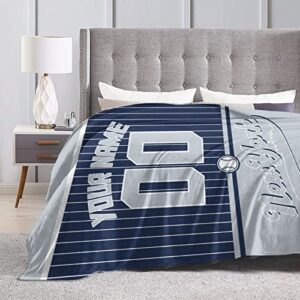 Rgubvui Custom Blanket Baseball City Blanket Personalized Throw Blanket Name Number Fans Gifts for Men Women