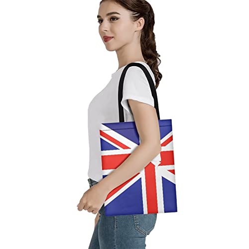 INSTANTARTS British Flag Bow Tie Print Womens Shoulder Bag Casual Girls Canvas Linen Eco Friendly Shopping Handbags Portable Travel Tote Bags