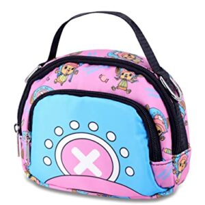 Roffatide Anime One Piece Crossbody Bag Tony Tony Chopper Small Shoulder Bag Sling Bag Girls Pink Crossbody Purse Wallet Handbag