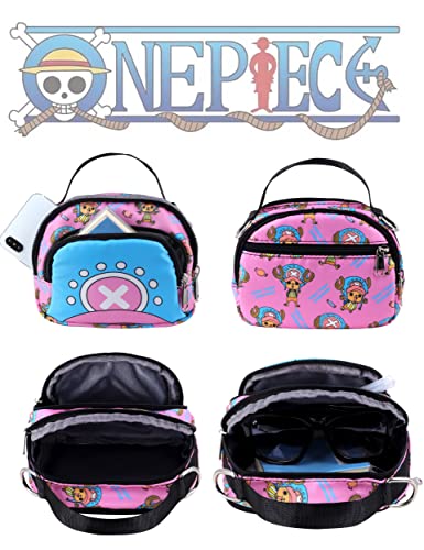 Roffatide Anime One Piece Crossbody Bag Tony Tony Chopper Small Shoulder Bag Sling Bag Girls Pink Crossbody Purse Wallet Handbag