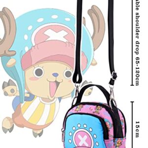 Roffatide Anime One Piece Crossbody Bag Tony Tony Chopper Small Shoulder Bag Sling Bag Girls Pink Crossbody Purse Wallet Handbag