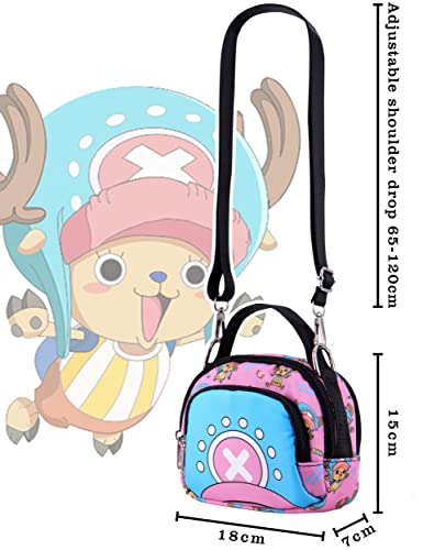 Roffatide Anime One Piece Crossbody Bag Tony Tony Chopper Small Shoulder Bag Sling Bag Girls Pink Crossbody Purse Wallet Handbag