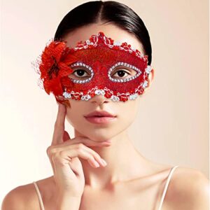 Boobeen Halloween Lace Mask, Masquerade Venetian Mask Lace Eye Mask, Half Face Masquerade Mask for Carnival Ball Dress Party