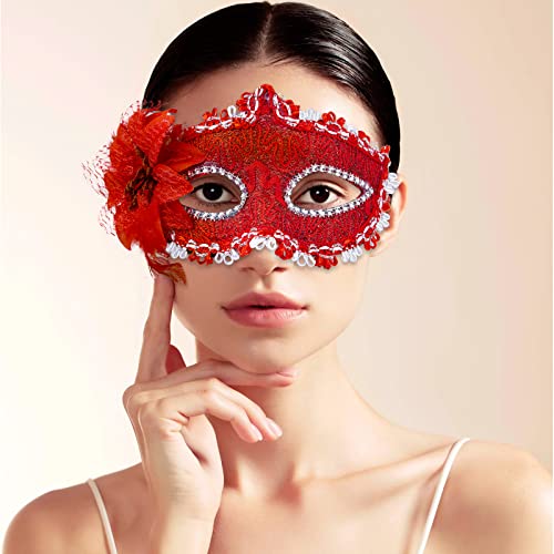 Boobeen Halloween Lace Mask, Masquerade Venetian Mask Lace Eye Mask, Half Face Masquerade Mask for Carnival Ball Dress Party