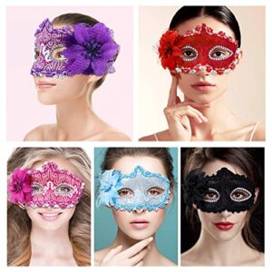 Boobeen Halloween Lace Mask, Masquerade Venetian Mask Lace Eye Mask, Half Face Masquerade Mask for Carnival Ball Dress Party