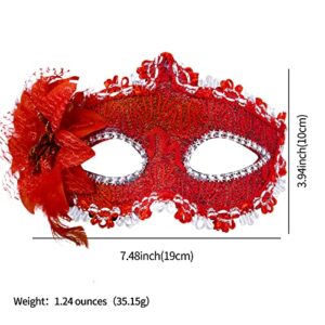 Boobeen Halloween Lace Mask, Masquerade Venetian Mask Lace Eye Mask, Half Face Masquerade Mask for Carnival Ball Dress Party