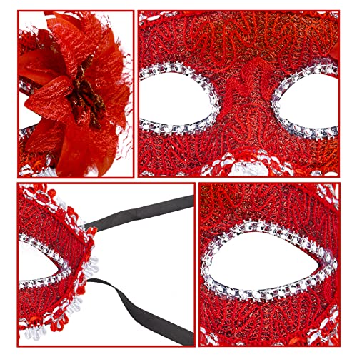 Boobeen Halloween Lace Mask, Masquerade Venetian Mask Lace Eye Mask, Half Face Masquerade Mask for Carnival Ball Dress Party